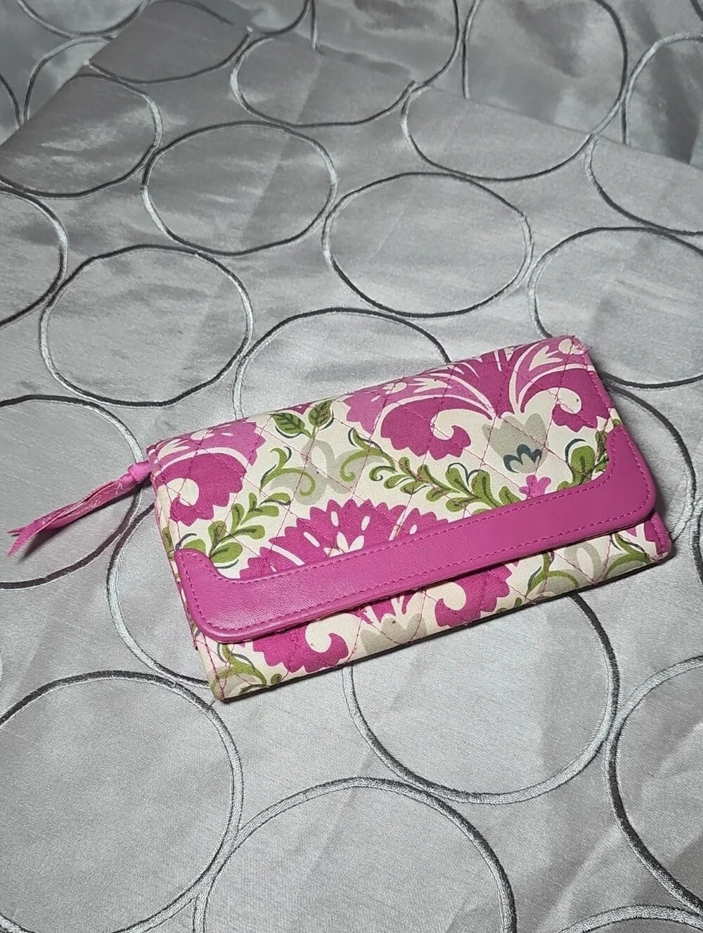 Vera Bradley Quilted Pink & Green Floral Snap Wallet